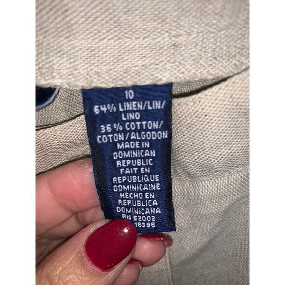 Liz Claiborne Women's Beige Linen Blend Dress Pants Size 10 Straight Leg Casual - Picture 4 of 11